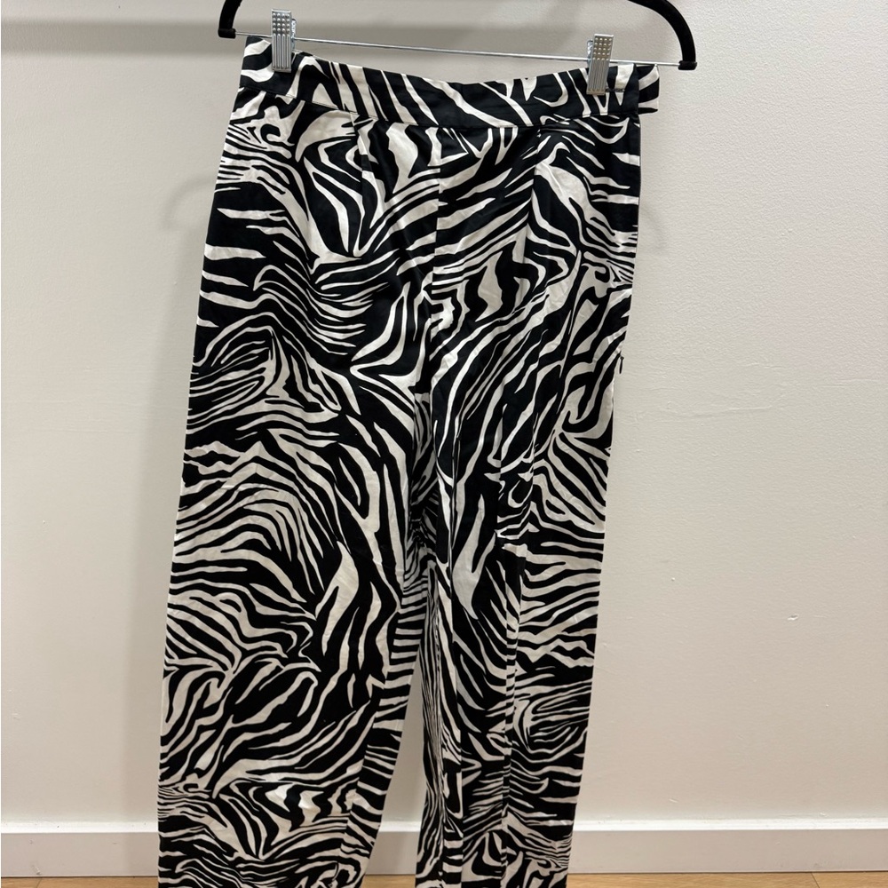 Corey Lynn Calter Black and White Zebra Print Pants